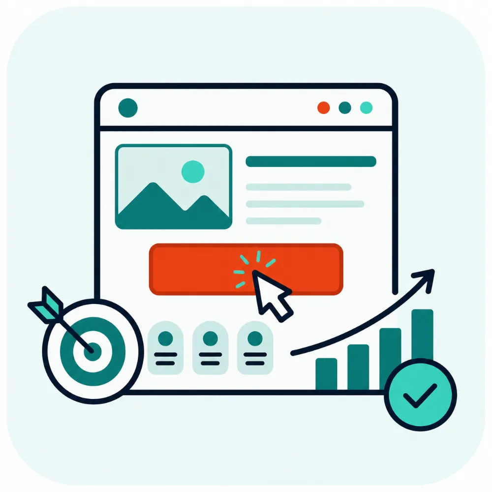 Website landing page with growth and target icons - MarqEight